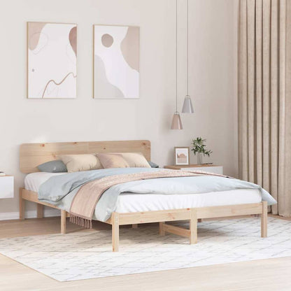 Bed Frame Headboard Solid Pine Wood Length Natural