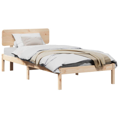 vidaXL Bed Frame with Headboard Natural 90 x 200 cm Solid Pine Wood 2
