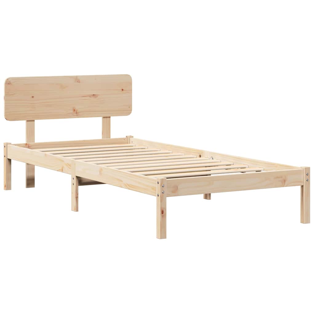 vidaXL Bed Frame with Headboard Natural 90 x 200 cm Solid Pine Wood 4