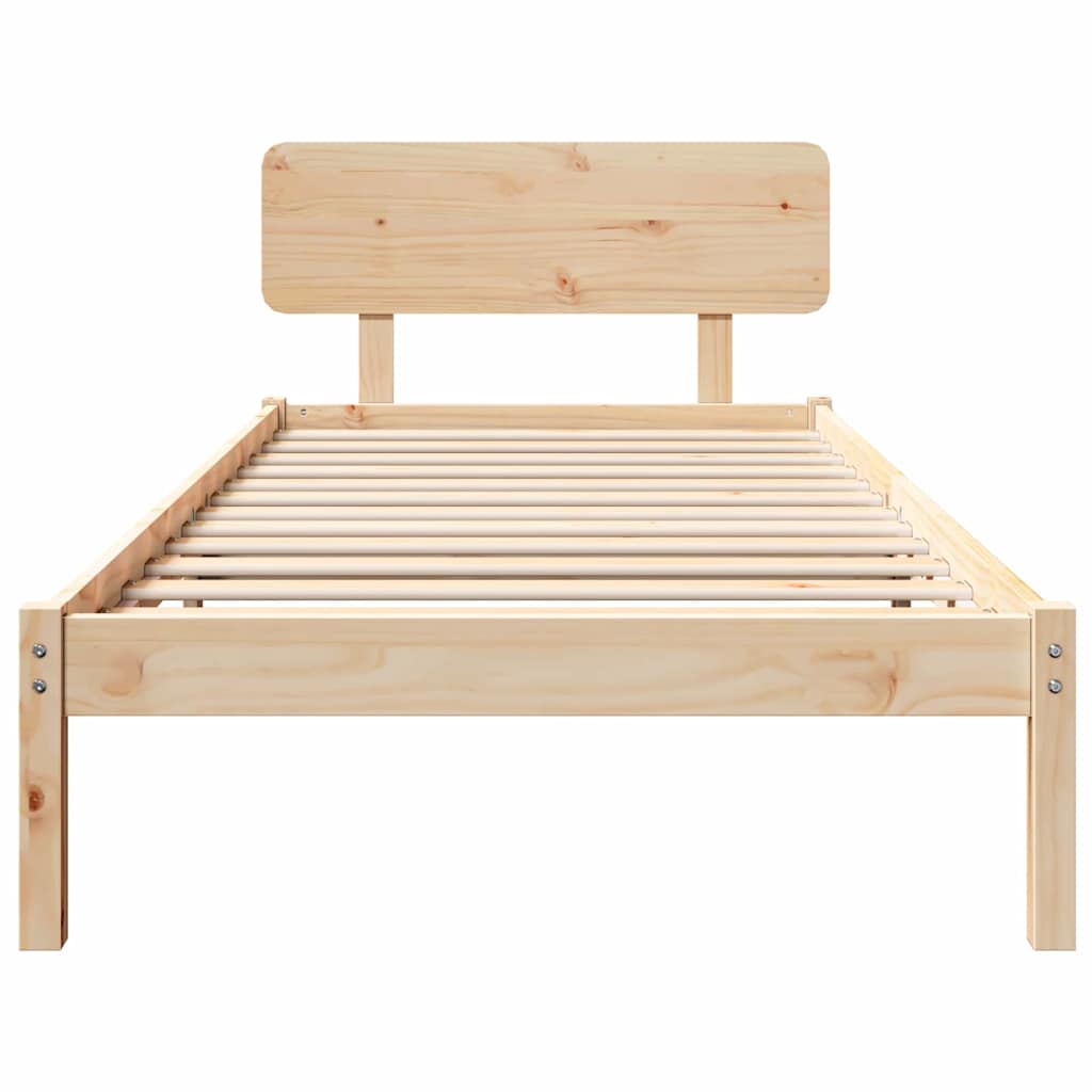 vidaXL Bed Frame with Headboard Natural 90 x 200 cm Solid Pine Wood 5