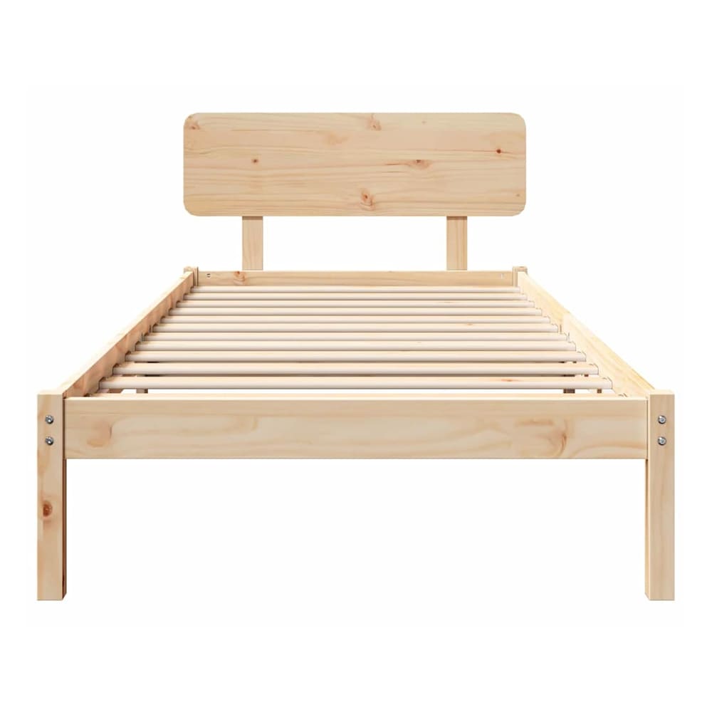 Bed Frame with Headboard Solid Pine Wood Length 200 cm Natural 90 cm