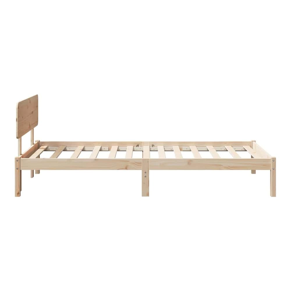 Bed Frame with Headboard Solid Pine Wood Length 200 cm Natural 90 cm