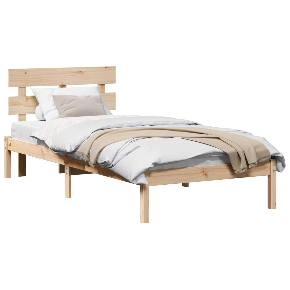 vidaXL Bed Frame with Headboard Brown 80 x 200 cm Solid Pine wood 2