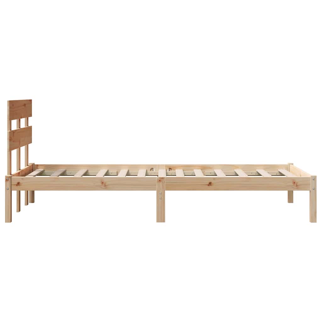 vidaXL Bed Frame with Headboard Brown 80 x 200 cm Solid Pine wood 6