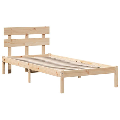 vidaXL Bed Frame with Headboard Brown 75 x 190 cm Solid Pine wood 4