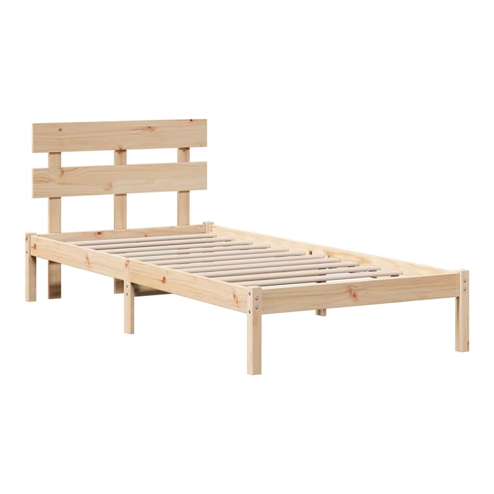 Bed Frame with Headboard Solid Pine wood Length 190 cm Brown 75 cm