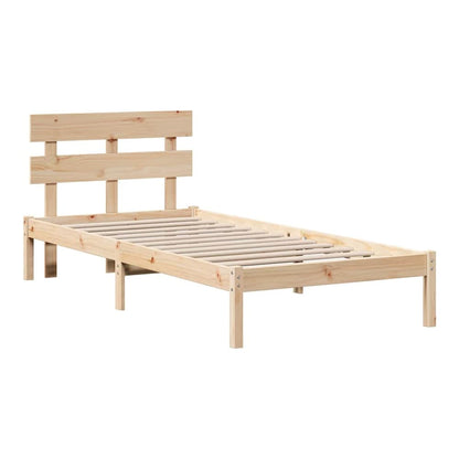 Bed Frame with Headboard Solid Pine wood Length 190 cm Brown 75 cm