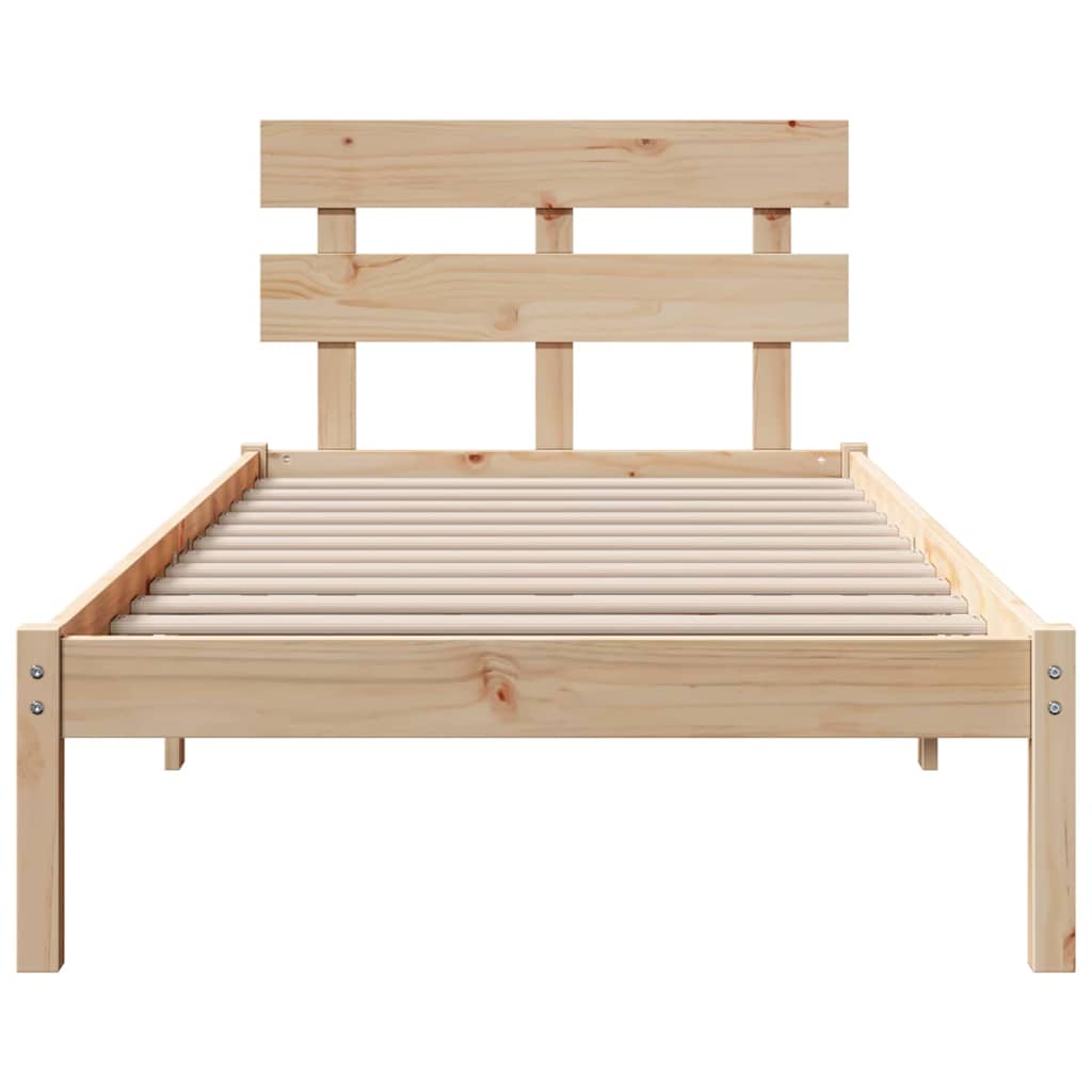 vidaXL Bed Frame with Headboard Brown 75 x 190 cm Solid Pine wood 5