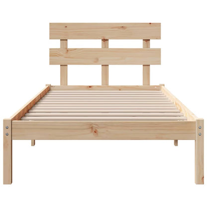 vidaXL Bed Frame with Headboard Brown 75 x 190 cm Solid Pine wood 5