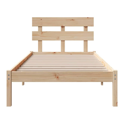 Bed Frame with Headboard Solid Pine wood Length 190 cm Brown 75 cm