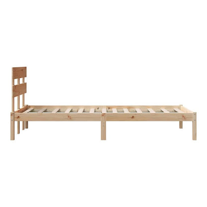 Bed Frame with Headboard Solid Pine wood Length 190 cm Brown 75 cm