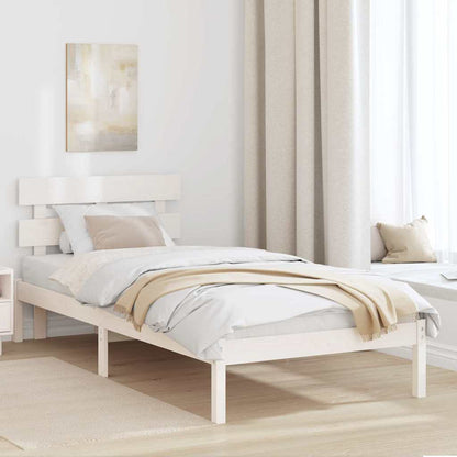 Bed Frame Headboard Solid Pine wood Length White