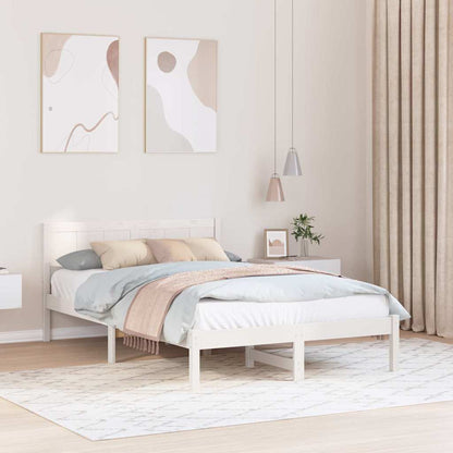 Bed Frame Brown Solid Pine wood Length White