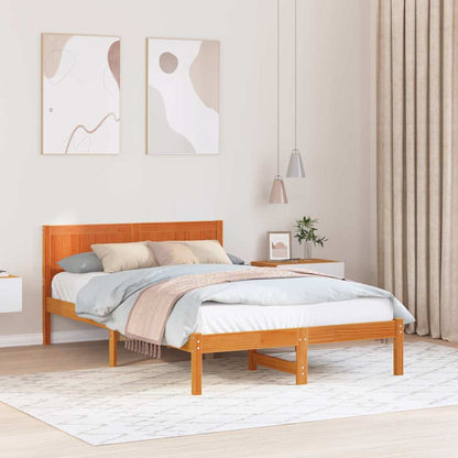 Bed Frame Brown Solid Pine wood Length Wax