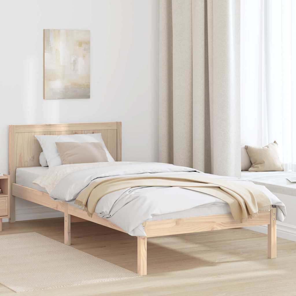 vidaXL Bed Frame Brown 75 x 190 cm Solid Pine wood 1