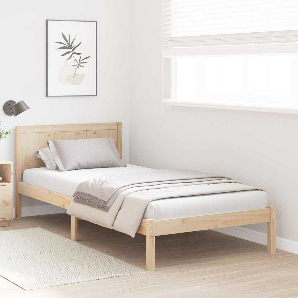 vidaXL Bed Frame Brown 75 x 190 cm Solid Pine wood 3