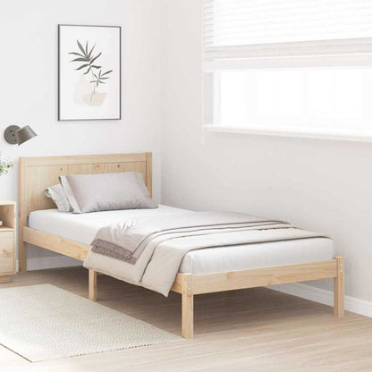 Bed Frame Brown Solid Pine wood Length 190 cm Natural 75 cm