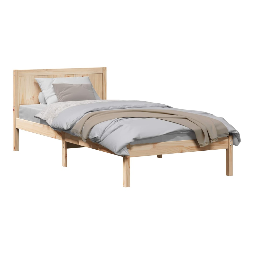 Bed Frame Brown Solid Pine wood Length 190 cm Natural 75 cm