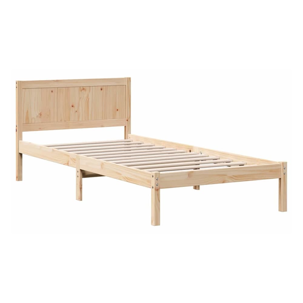 Bed Frame Brown Solid Pine wood Length 190 cm Natural 75 cm
