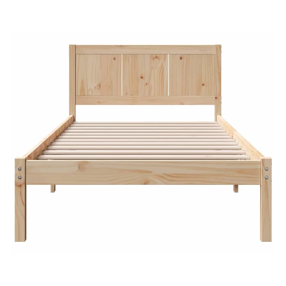 Bed Frame Brown Solid Pine wood Length 190 cm Natural 75 cm