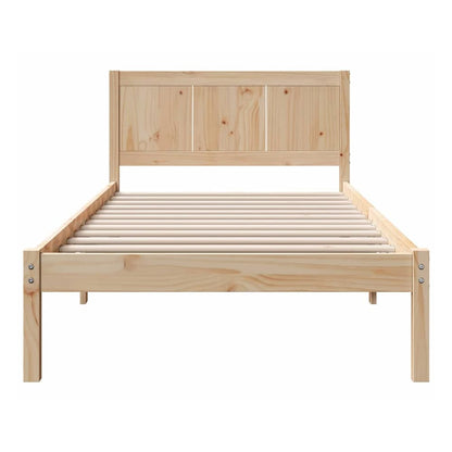 Bed Frame Brown Solid Pine wood Length 190 cm Natural 75 cm