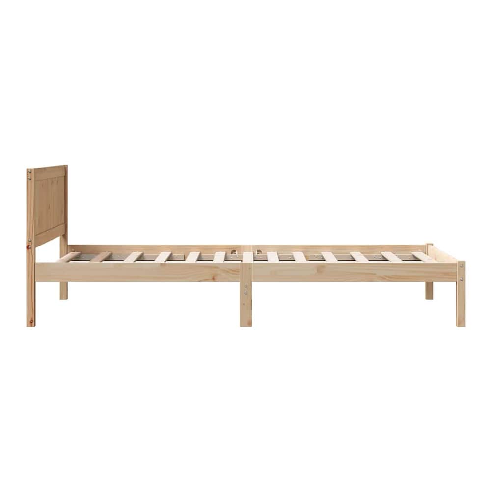 Bed Frame Brown Solid Pine wood Length 190 cm Natural 75 cm