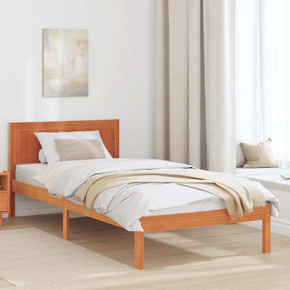Bed Frame Brown Solid Pine wood Length Wax