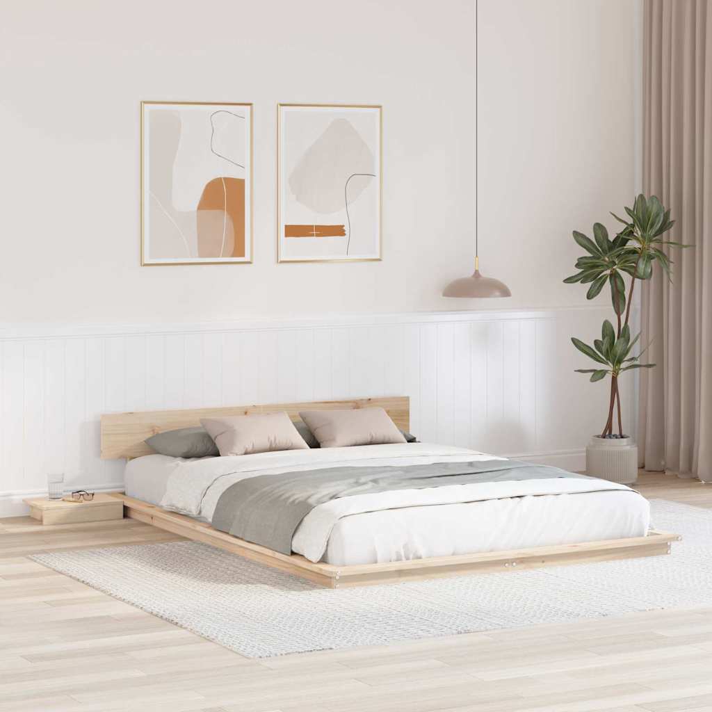 Bed Frame Brown Wood Length Natural