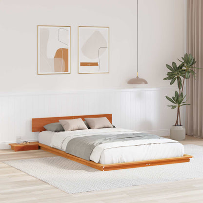 Bed Frame Brown Wood Length 200 cm Wax Brown 120 cm