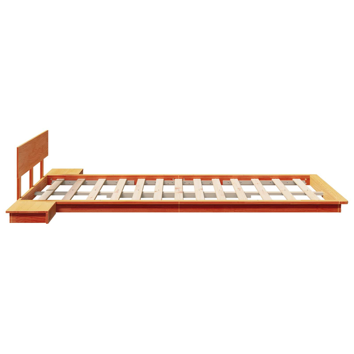 Bed Frame Brown Wood Length 200 cm Wax Brown 120 cm