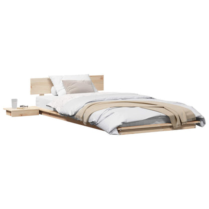 Bed Frame Brown Wood Length 200 cm Natural 90 cm