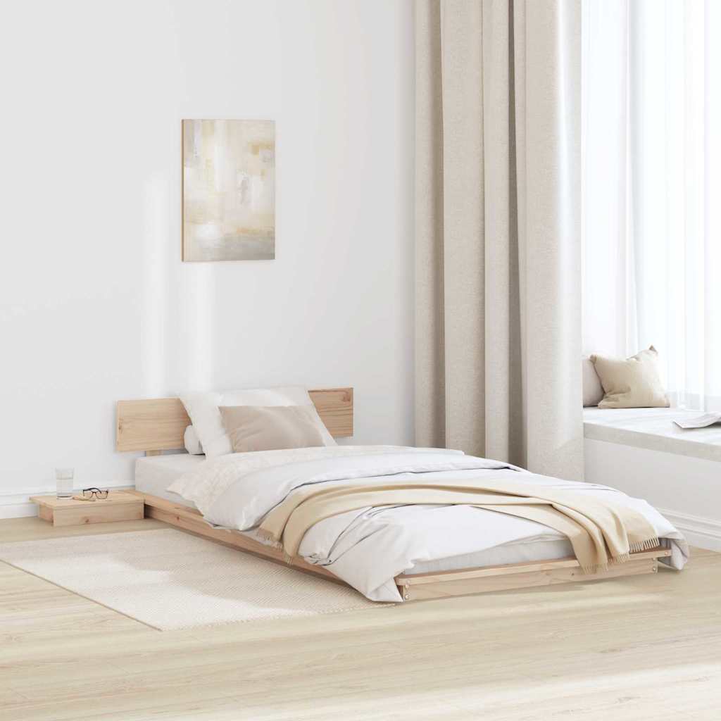 Bed Frame Brown Wood Length Natural