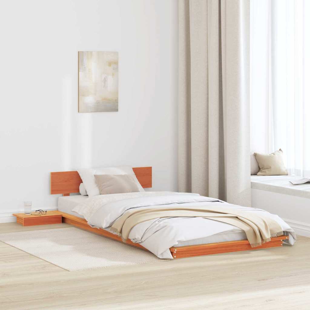 Bed Frame Brown Wood Length Wax