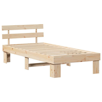 vidaXL Bed Frame with Headboard Natural 75 x 190 cm Solid Pine Wood 4