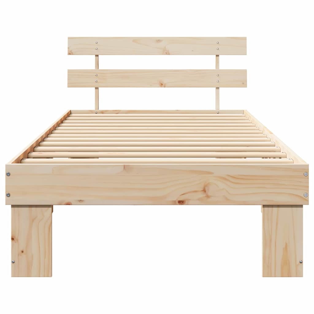 vidaXL Bed Frame with Headboard Natural 75 x 190 cm Solid Pine Wood 5