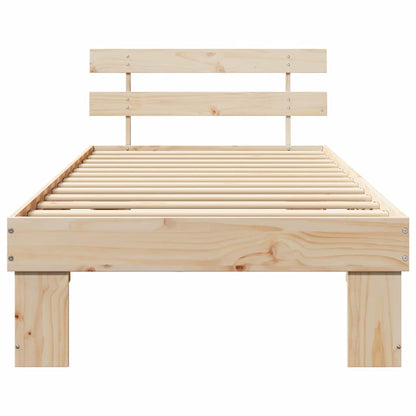 vidaXL Bed Frame with Headboard Natural 75 x 190 cm Solid Pine Wood 5