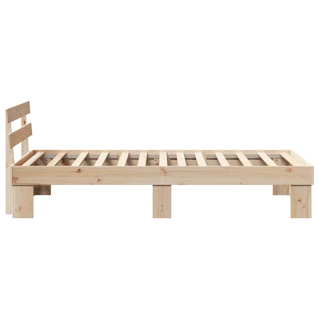 vidaXL Bed Frame with Headboard Natural 75 x 190 cm Solid Pine Wood 6