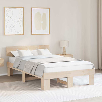 vidaXL Bed Frame with Headboard Solid Pine Wood Length 190 cm
