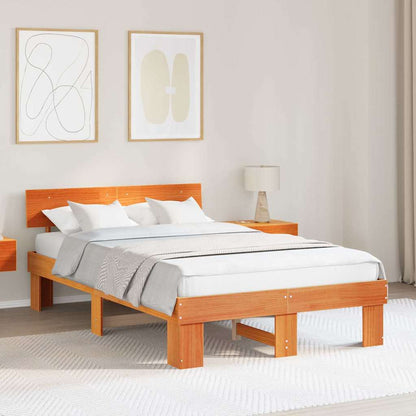 vidaXL Bed Frame with Headboard Solid Pine Wood Length 190 cm