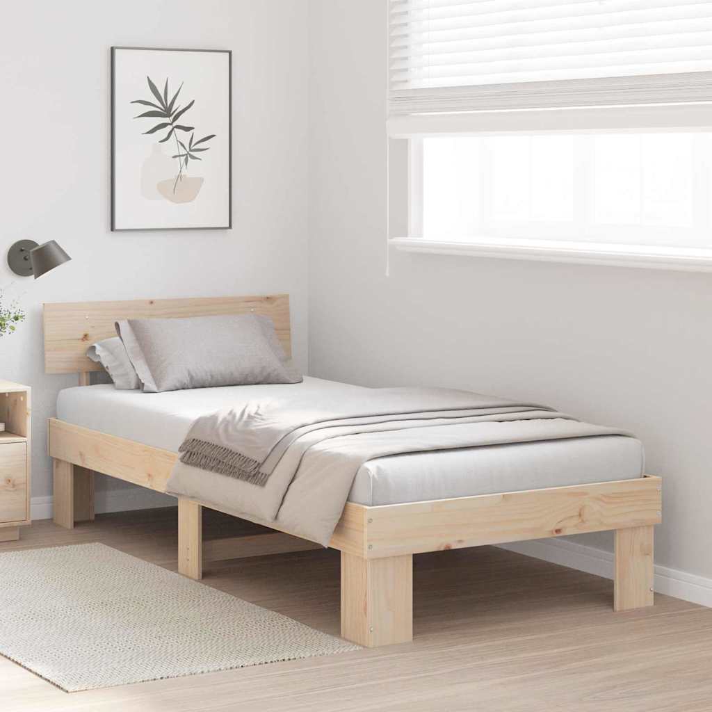 Bed Frame Headboard Natural Solid Pine Wood