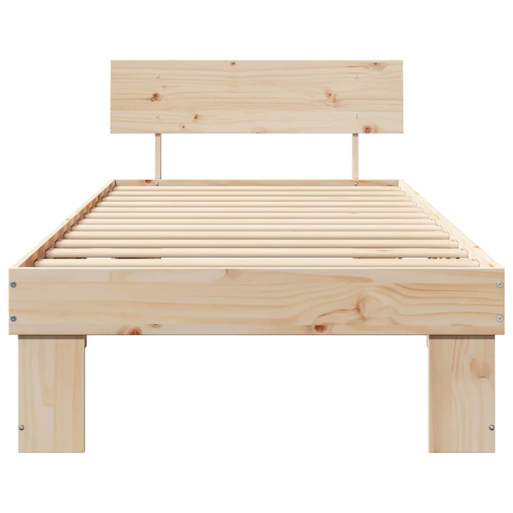 vidaXL Bed Frame with Headboard Natural 75 x 190 cm Solid Pine Wood 5