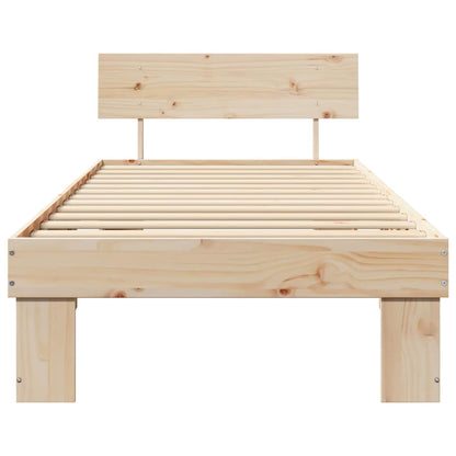 vidaXL Bed Frame with Headboard Natural 75 x 190 cm Solid Pine Wood 5