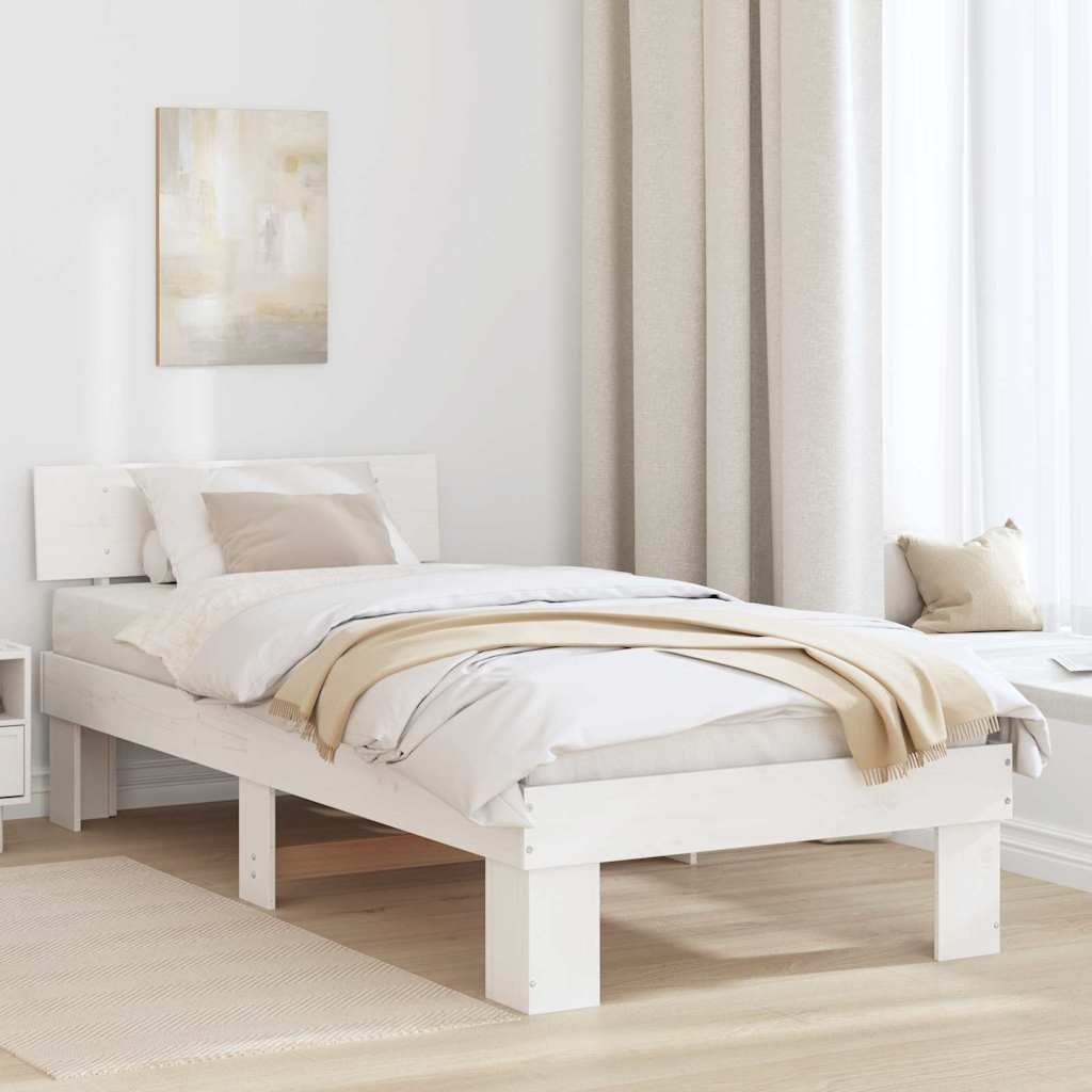 vidaXL Bed Frame with Headboard Solid Pine Wood Length 190 cm