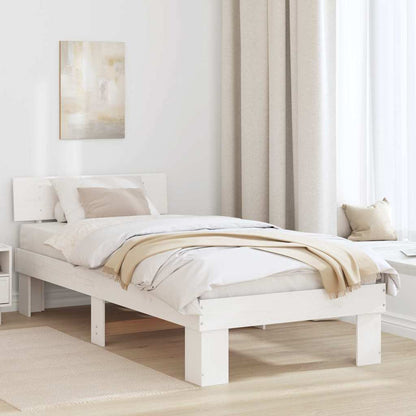 vidaXL Bed Frame with Headboard Solid Pine Wood Length 190 cm