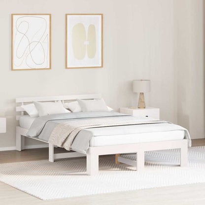 Bed Frame Headboard Solid Pine Wood Length White