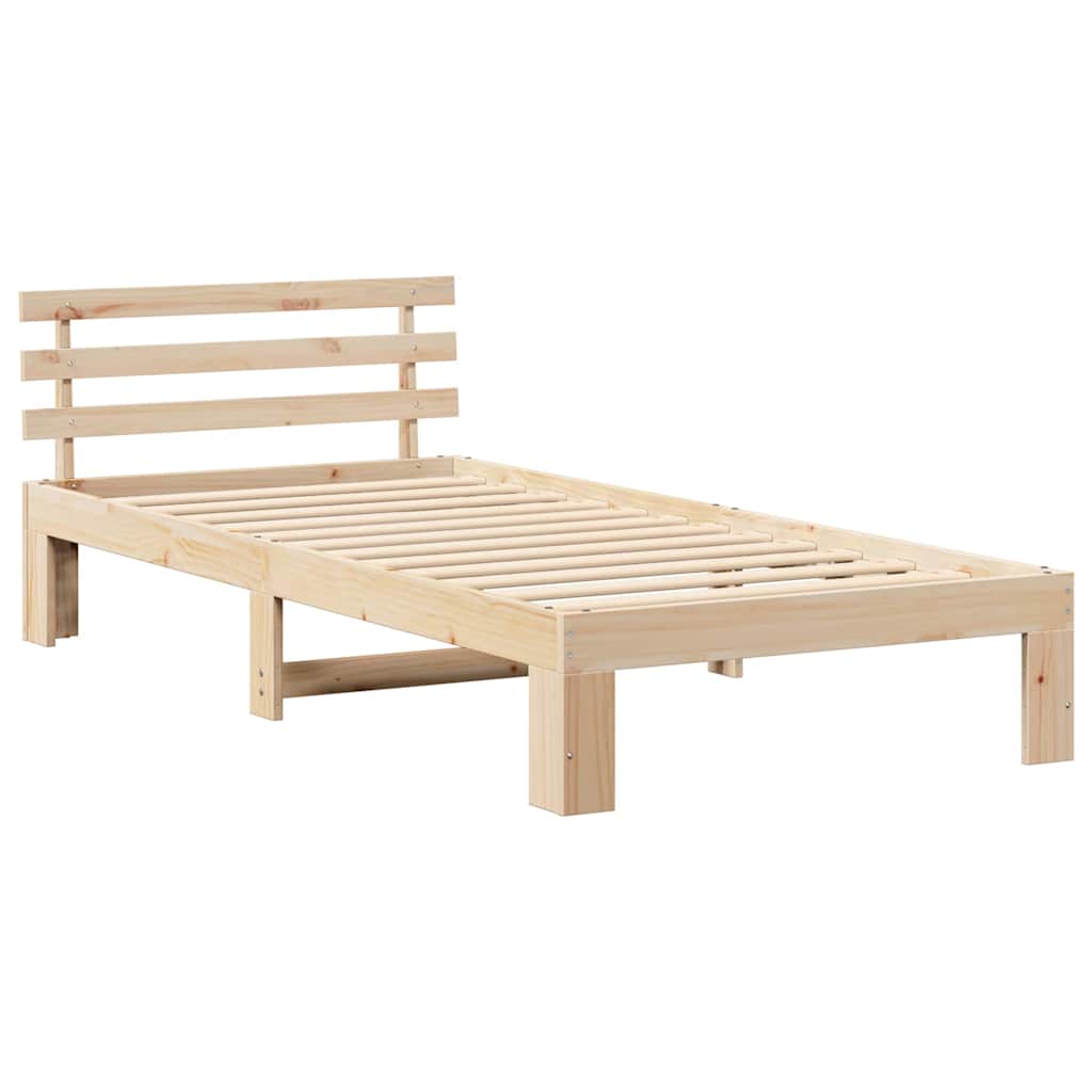vidaXL Bed Frame with Headboard Natural 80 x 200 cm Solid Pine Wood 4