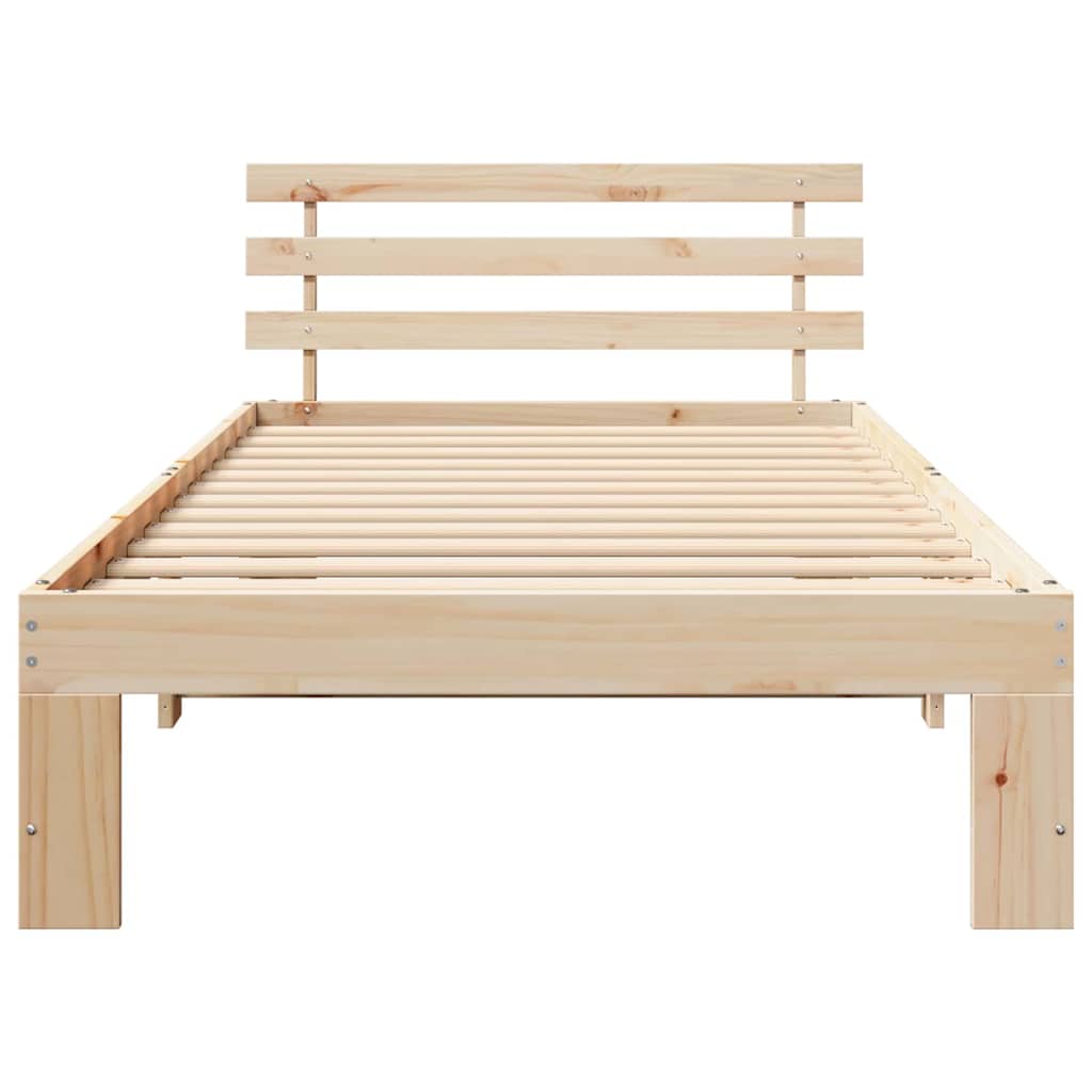 vidaXL Bed Frame with Headboard Natural 80 x 200 cm Solid Pine Wood 5