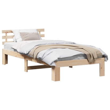 vidaXL Bed Frame with Headboard Natural 75 x 190 cm Solid Pine Wood 2