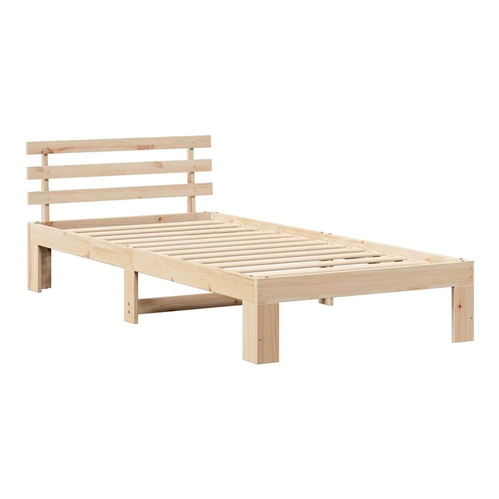 Bed Frame with Headboard Solid Pine Wood Length 190 cm Natural 75 cm