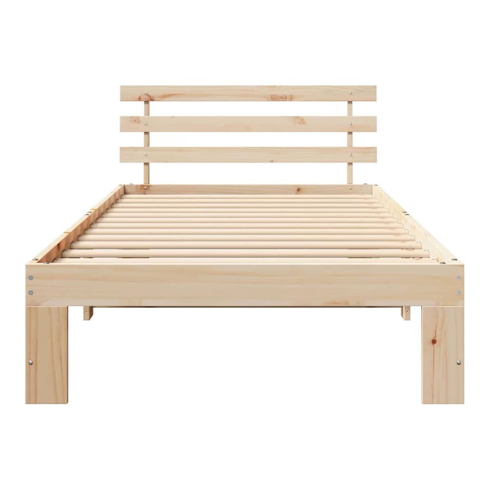 Bed Frame with Headboard Solid Pine Wood Length 190 cm Natural 75 cm